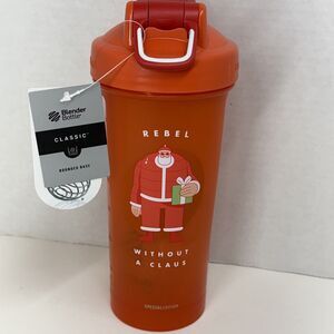 Blender Bottle Classic Shaker Cup Orange 28oz Special Edition Santa Leakproof